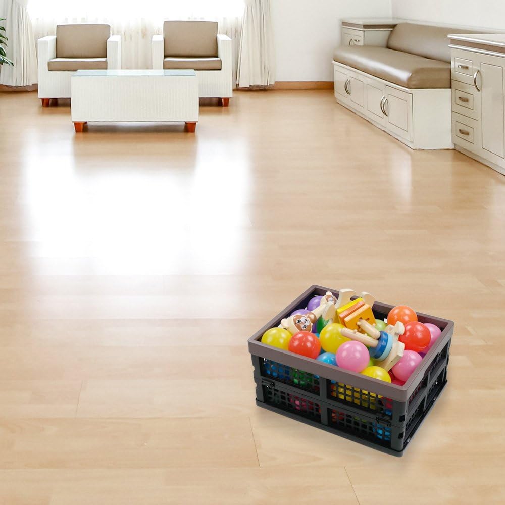 2-Pack Plastic Collapsible Storage Crate, 15 L Folding Storage Crate