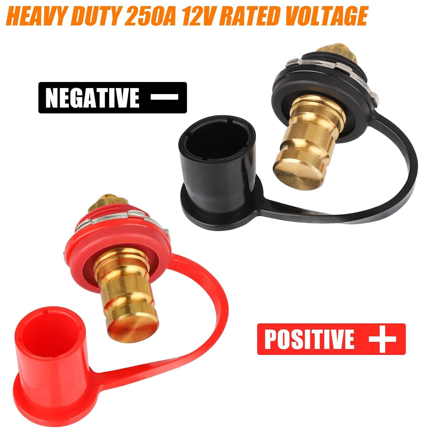 Linkstyle 2PCS Battery Charger Post, 250A Remote Battery Terminals Connectors, 3/8" Stud Jump Post, for Marine Boat UTV ATV Car RV Truck