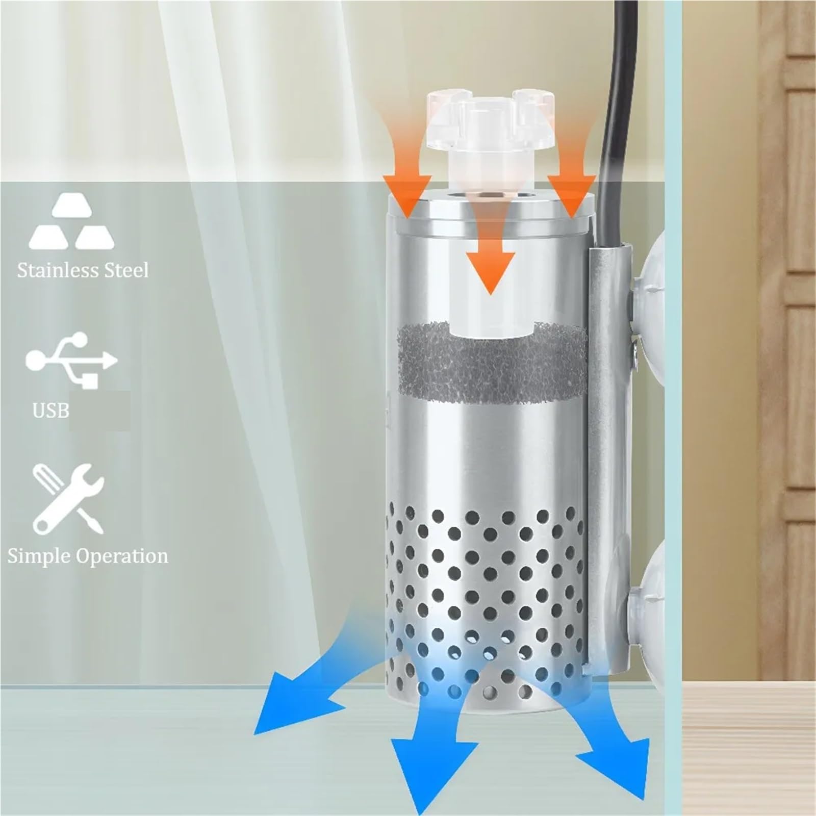 Filtr do akwarium, Elektryczny Filtr Do Akwarium Łatwy W Montażu Skimmer Podwodny Z Roślinami do Zimnej Wody