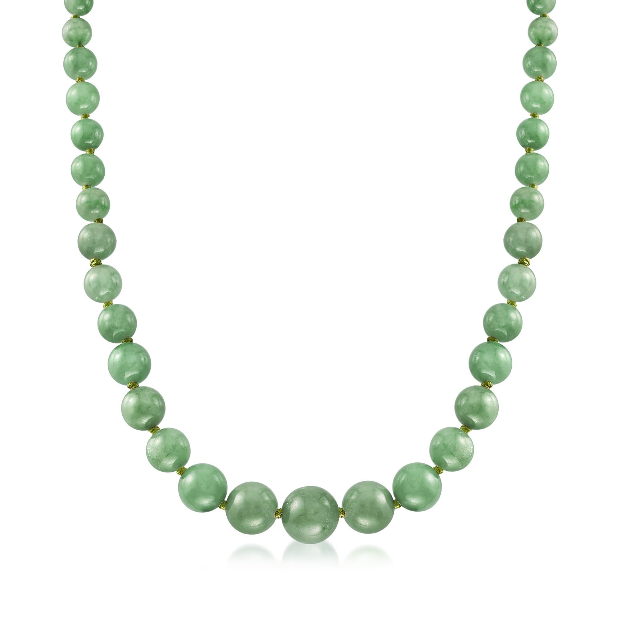 Sponsored Ad - 6-13mm Jade Bead Graduated Necklace With 14kt Yellow Gold