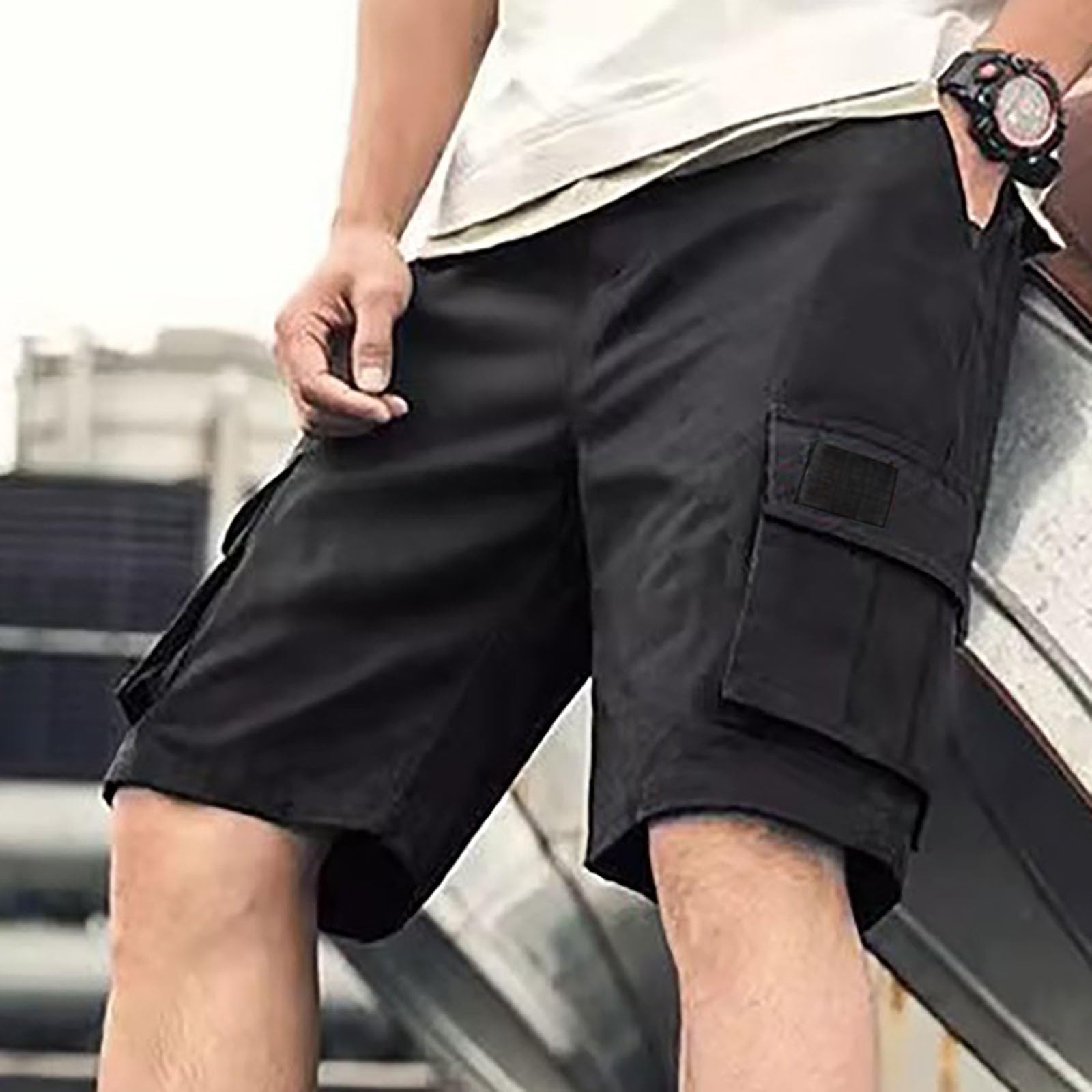 Pantaloncini da trekking da uomo, ad asciugatura rapida, lunghezza al