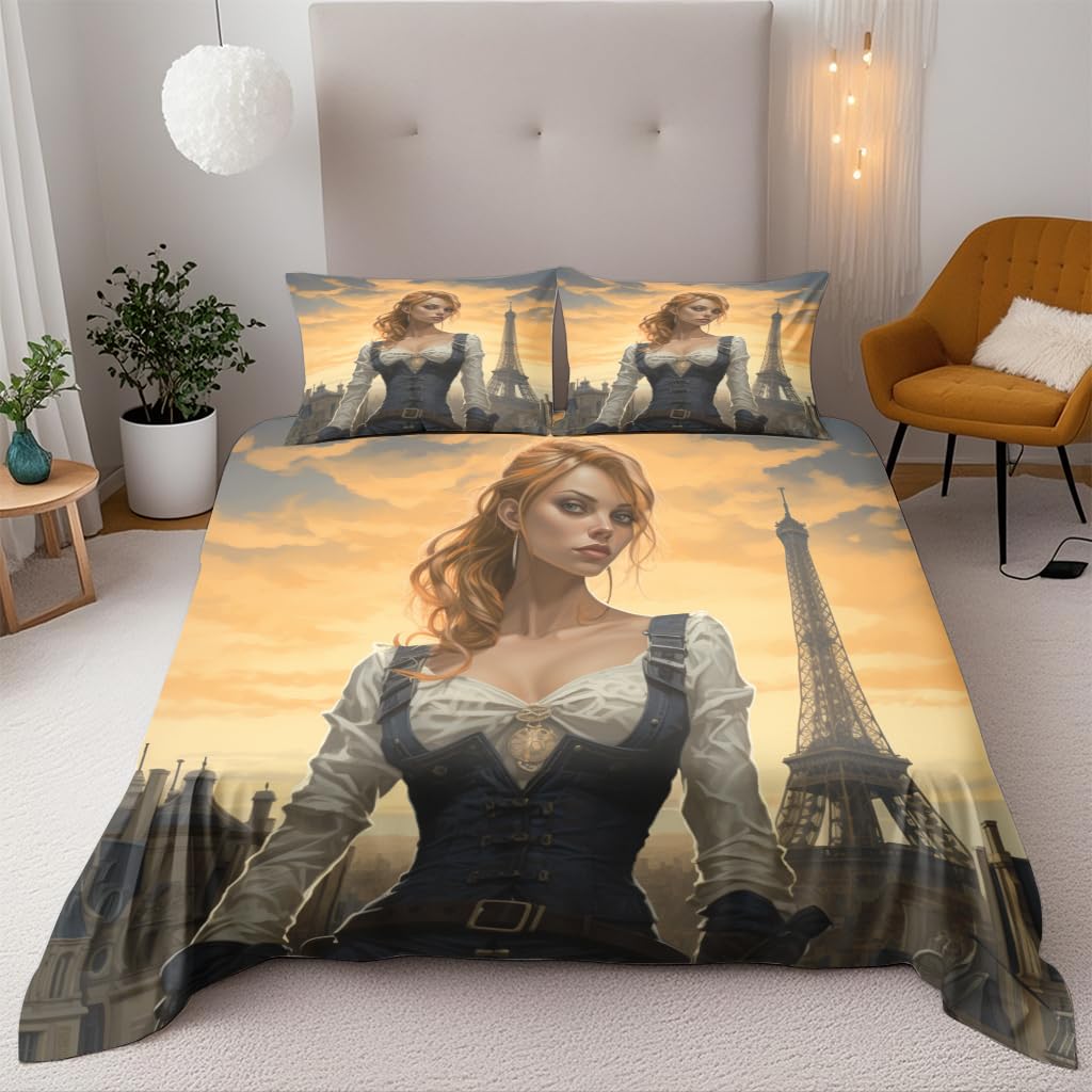 Housse de couette 220x240 cm parure de lit microfibre 3 pièces pour chambre ado et adulte