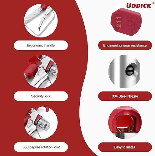 Miniatura 5 de Juego de 13 pistolas pulverizadoras de pintura sin aire con pistola pulverizadora de pintura sin aire de 3600 PSI, 1 protector de boquilla, 5 puntas