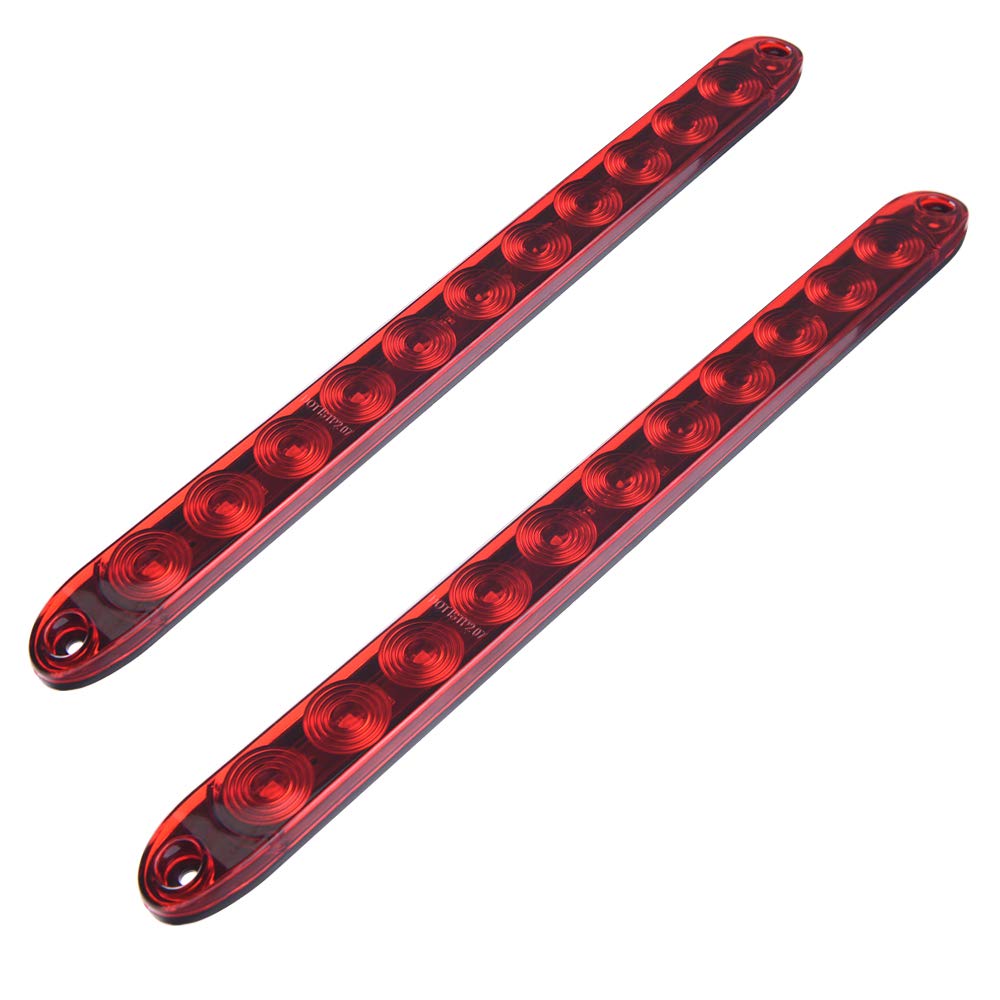Riloer 2PCS 15 inches 11 Red LED Trailer Light Bar, IP67 Waterproof for Park Brake Turn Signal Running Tail Light Bar Truck Trailer Marker ID Bar