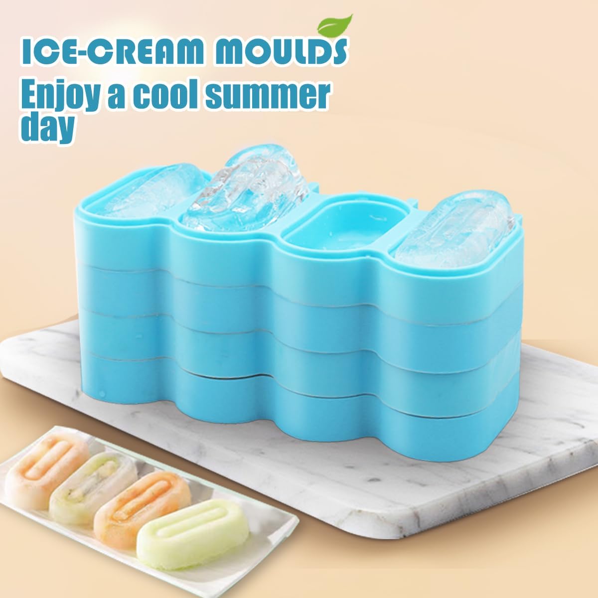 Popsicle Silicone Molds with Cover Reusable Silicone Ice Pop Cream Maker Cakesicle Molds DIY Ice Lolly 3D Chocolate Mold for Cake Pop Ice Pop with 50 Wooden Sticks