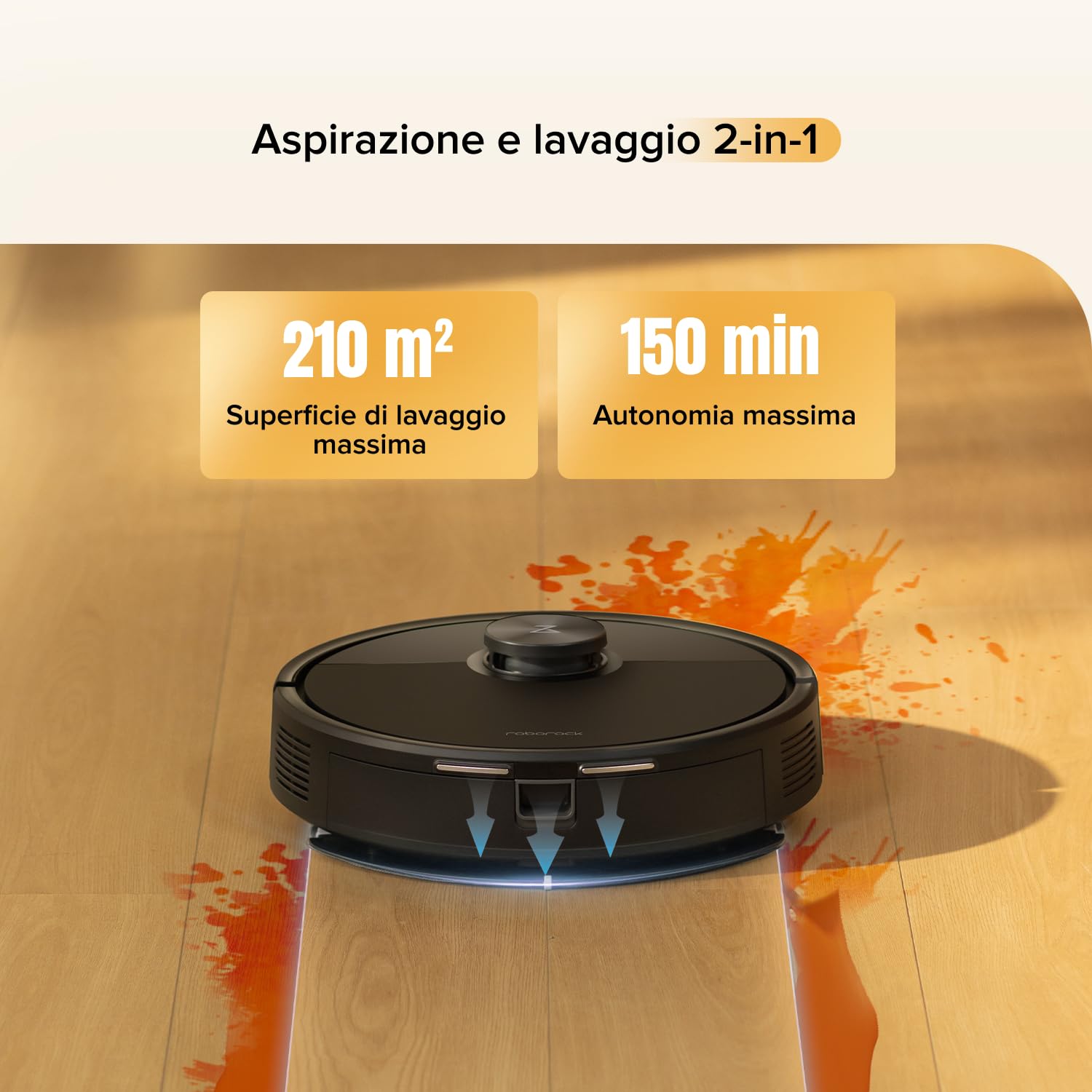 roborock Q7 M5 Set Robot Aspirapolvere Lavapavimenti con Mappatura, 10.000 Pa, Anti-groviglio, Quantità d'acqua Regolabile per il Lavaggio, Auto Boost sui Tappeti, Controllo APP, Nero