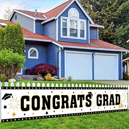YQUQWN Extra Large Red Graduation Banner - 72x44 Inch 'Congrats Grad' Party Decor For Class Of 2025