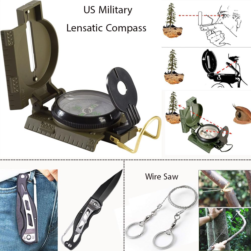 Survival Kit Emergency Supplies -75 Pcs 18-in-1 Survival Gear - Erste Hilfe, Kompass, Stirnlampe, Schaufel, Axt, Feuerstarter & mehr für Outdoor Camping, Wandern & Survival Geschenk für Männer Freunde