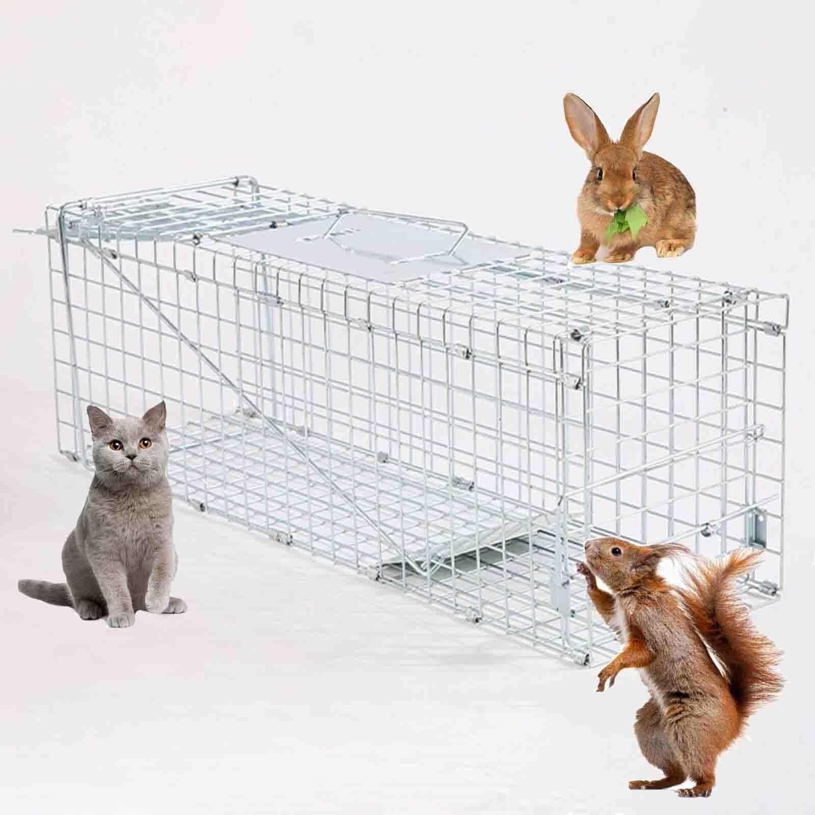 GeRRiT Cat Trap for Stray Cats, Rabbit Traps Outdoor Folding Rust-Proof and Sturdy, Suitable for Long-Term Outdoor Use for Rabbits, Groundhog, Stray Cat, Squirrel, Raccoon, Mole, Gopher, Chicken (Siz