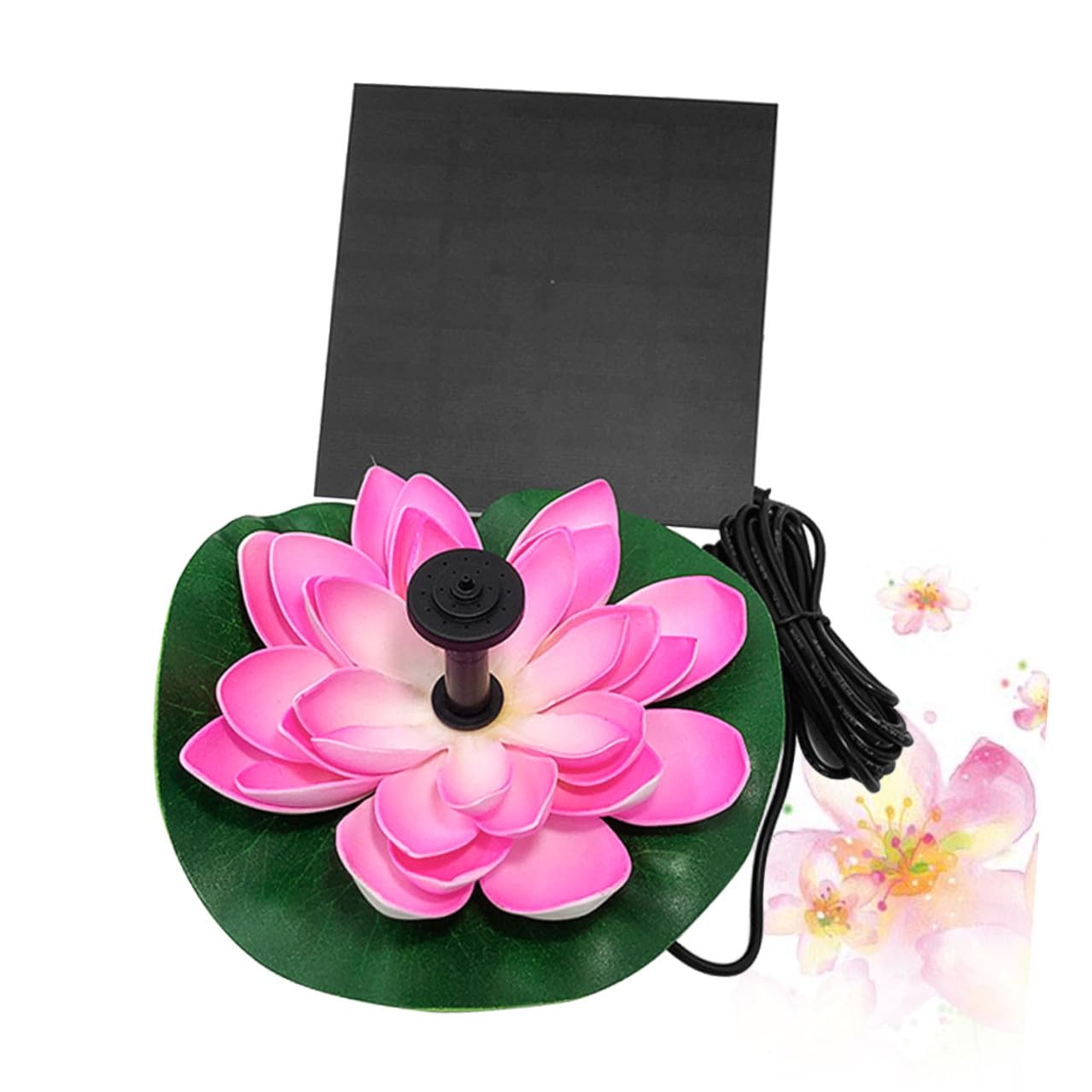 GALPADA Pompa Solare per Laghetto a Forma di Loto, Pompa Automatica in Plastica, Flusso 180l/h, per Decorazione Giardino e Circolazione Acqua Ossigenata