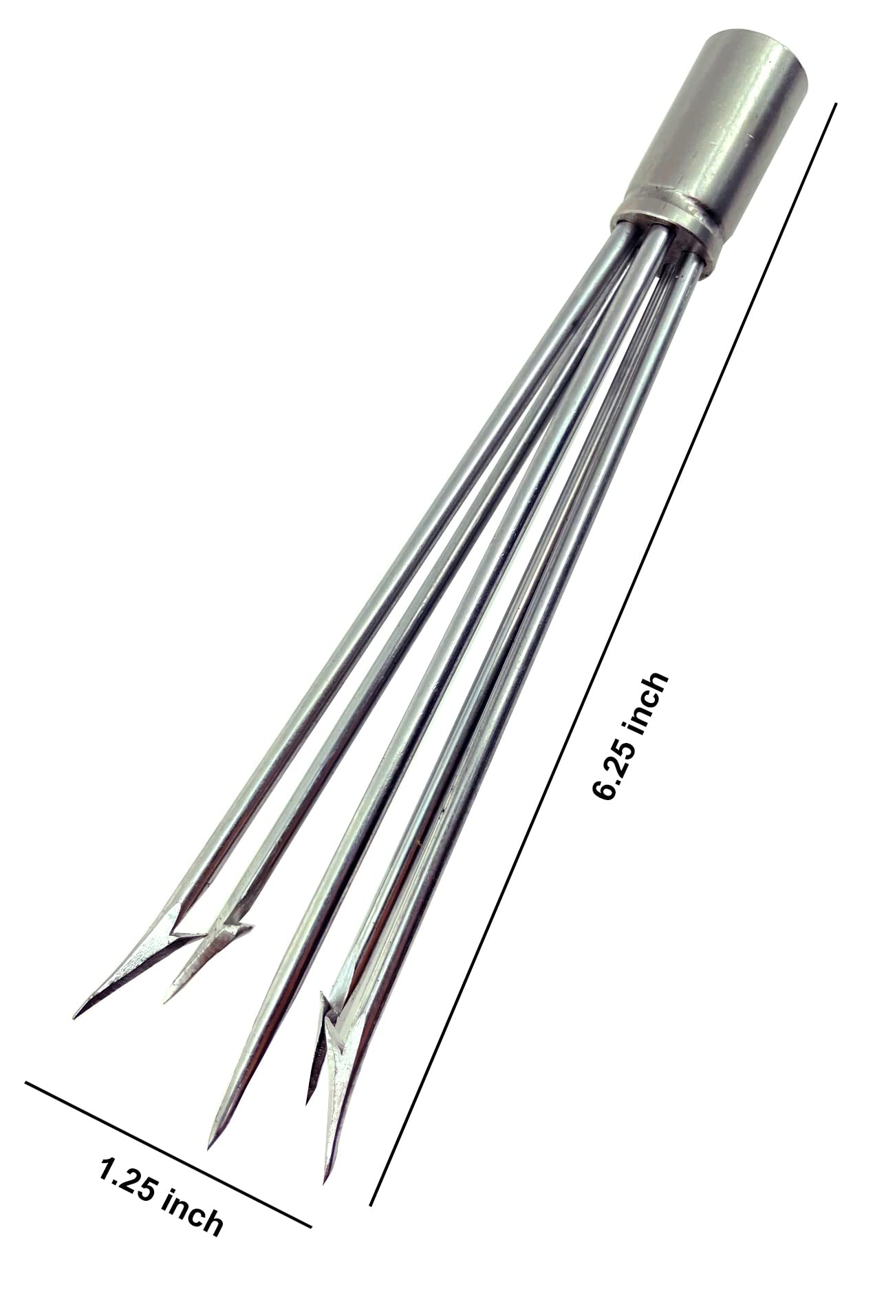 SPEARFISHING WORLD Trident Stainless Steel Multiprong Paralyzer 5 Spear Tip Harpoon Gaffs Barbed for Diving Spears Gig 6.25 inch, Ideal for Lionfish (6mm Female Threads)