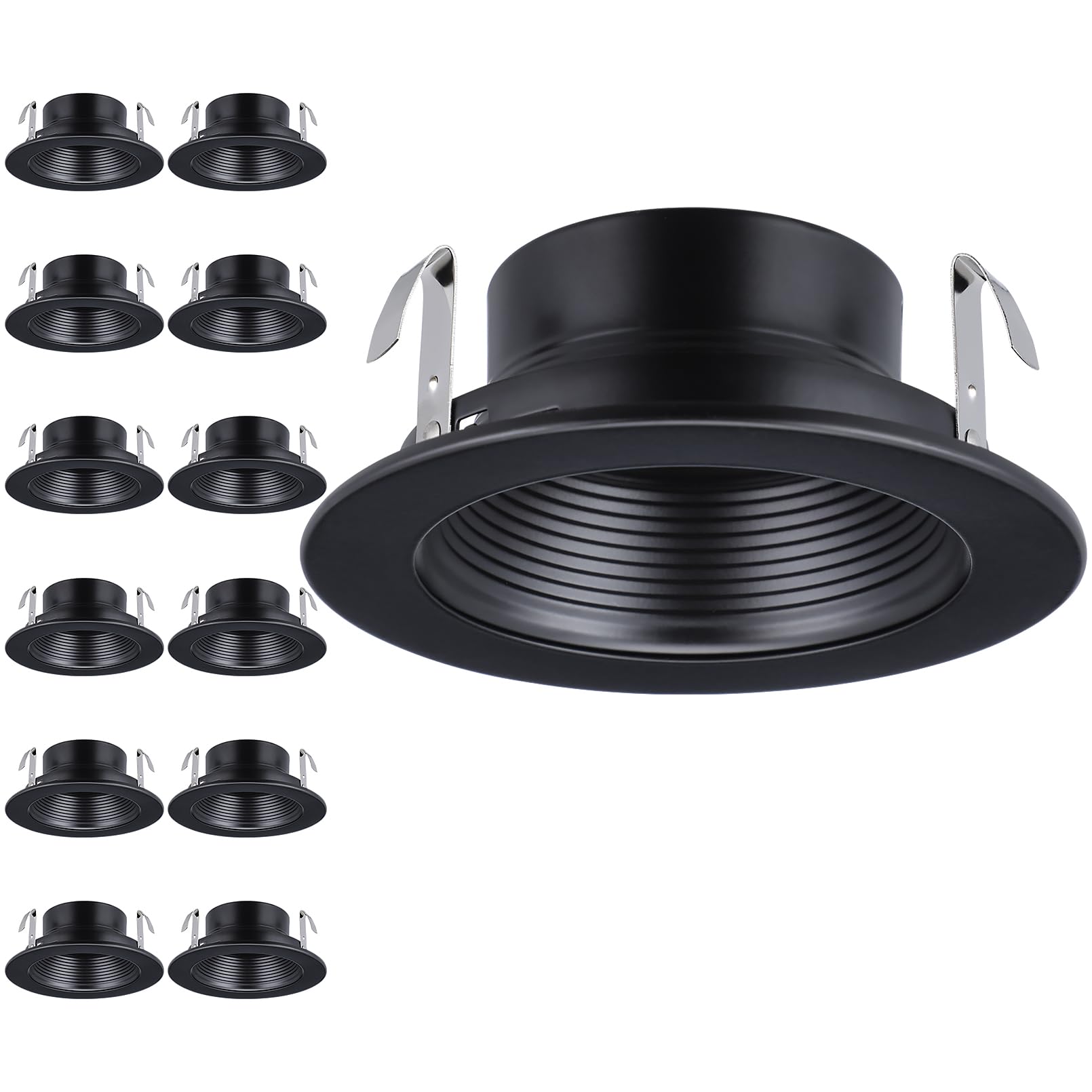TORCHSTAR 12-Pack 4 Inch Recessed Light Trim, Black