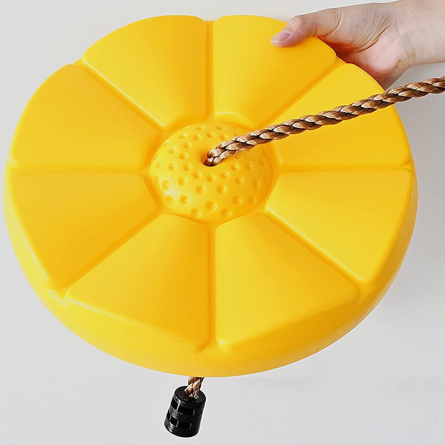 REZNOR Plastic Button Monkey Round Disc Rope Seat for Kids Children Playground Garden Outdoor Indoor Play Activity with Adjustable Height (Yellow)