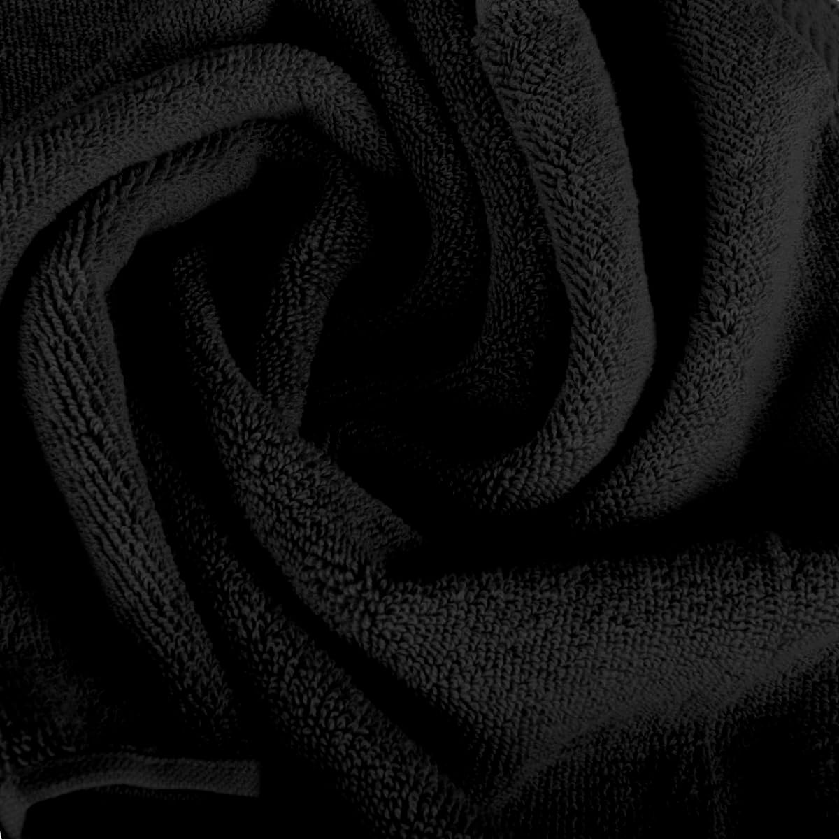 Toalla de baño de rizo de algodón, toalla de mano y paño de lavado, toalla de felpa suave absorbente para baño, ducha, negro, juego de 4
