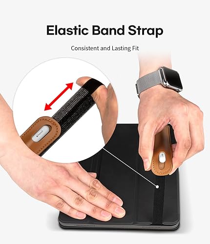 Miniatura 5 de Goospery Soporte para lápices compatible con Apple Pencil (1 y 2 generación) Funda de piel sintética, accesorios de bolsillo, banda elástica,