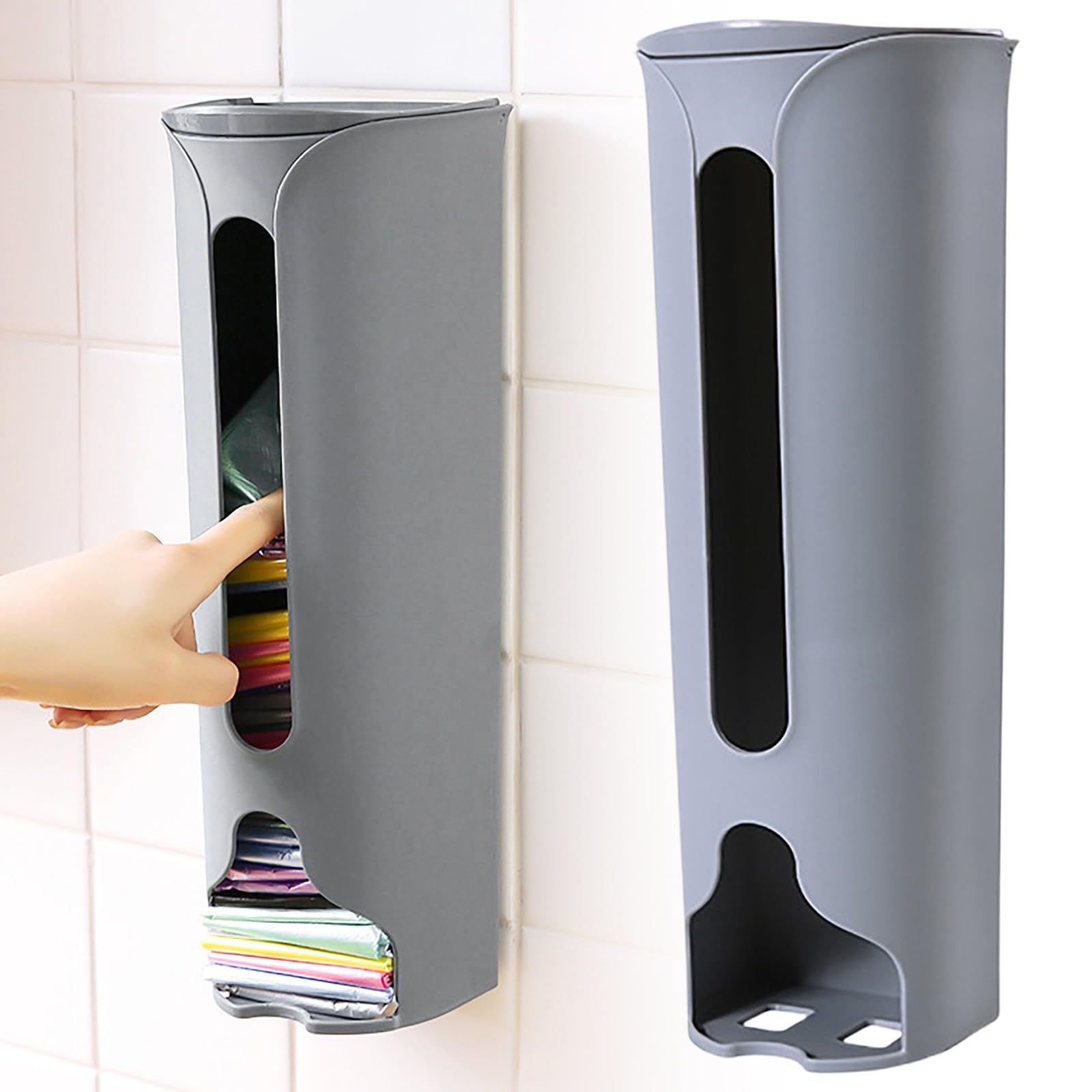 Soporte para bolsas de plástico, organizador montado en la pared con gran capacidad, dispensador de bolsas de basura, diseño que ahorra espacio para almacenamiento ordenado de bolsas de compras y