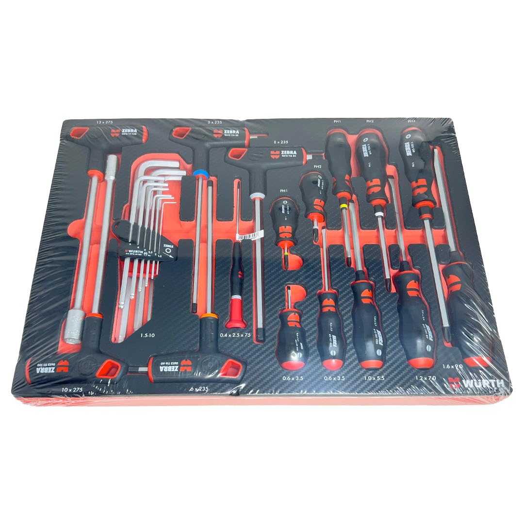 Würth Zebra Schraubendreher-Set 5-teilig – Mit Schlitz Und Kreuzschlitz (PH), Rundklinge Für Holz