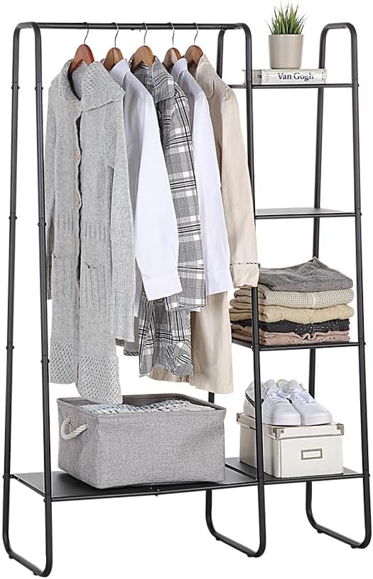 SunnyPoint Freestanding Clothes Metal Garment and Accessories, Organizer Closet Rack (BLACK)