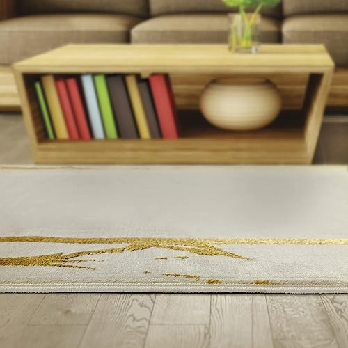 Miniatura 6 de Antep Rugs Babil Gold - Alfombra geométrica moderna con borde de mármol de 8 x 10 pies (beige, 7 pies 10 pulgadas x 10 pies)