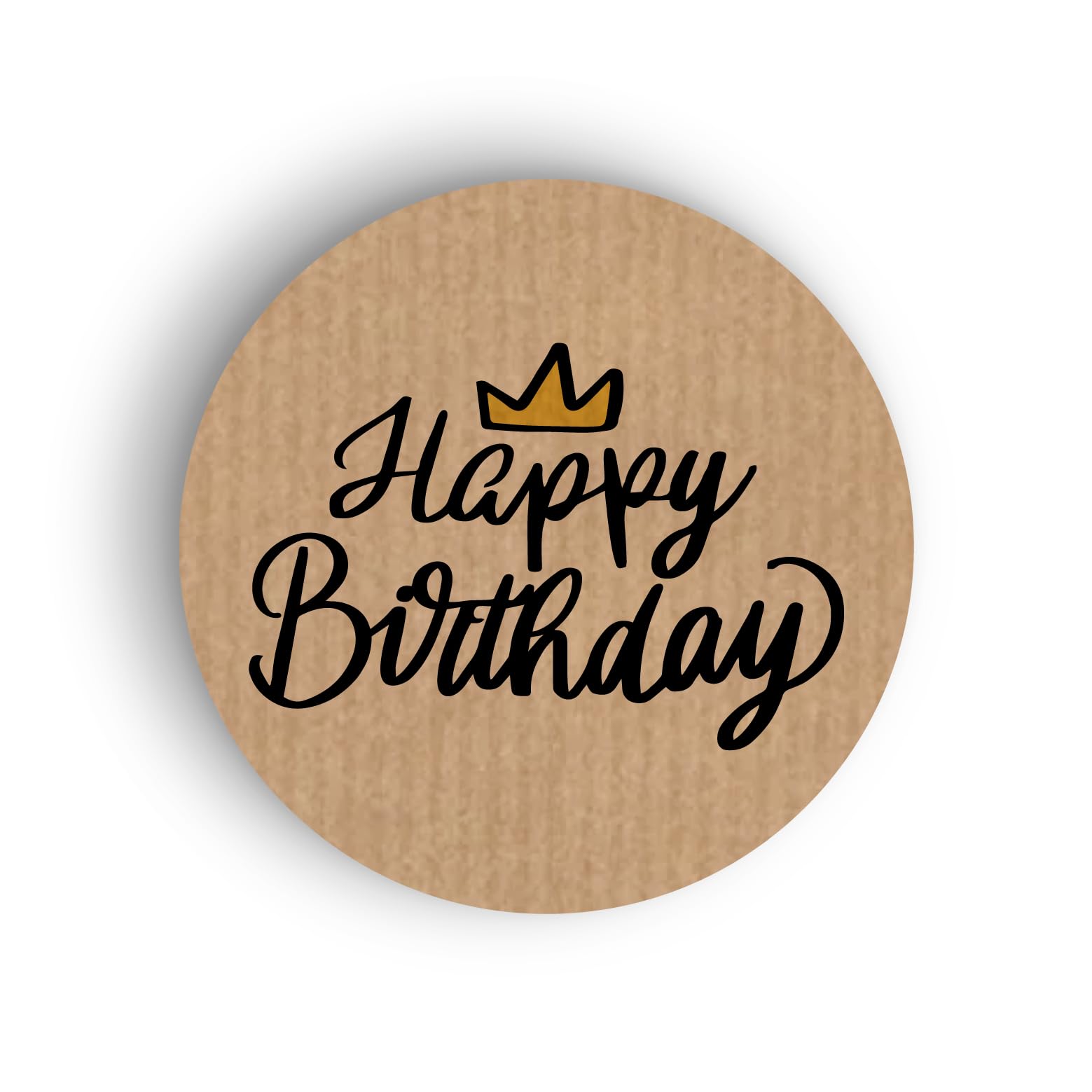 Happy Birthday Decor Paper Labels, 37mm Self-Adhesive Stickers, Multipack Stationery Craft Decorative Labels (Pack of 450 Labels, Kraft Brown)
