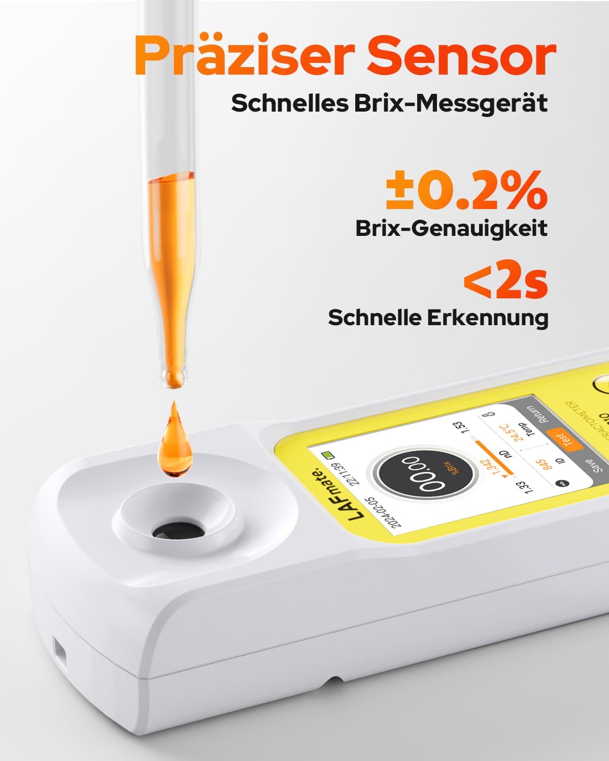 Digitales Refraktometer mit ATC für Weinherstellung, Heimbrauen, 0~95% Brix Refraktometer Zuckergehalt für Kaffee Obst Honig Ahornsirup