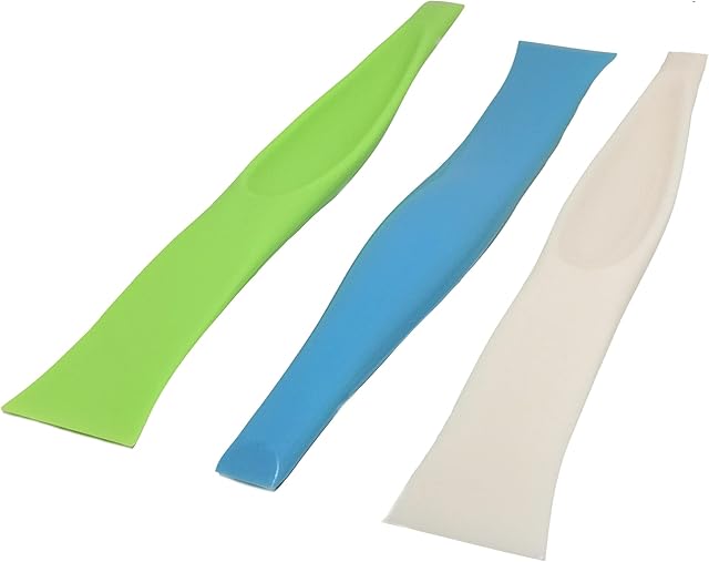 BestWayKitchen Cleaning Super Scraper Spatula Plastic Tool 3pcs Set Stains Label Gums Remover Scratch Free/Blue Green White/Kitchen Household DIY Multipurpose Spatula BestWayDigital