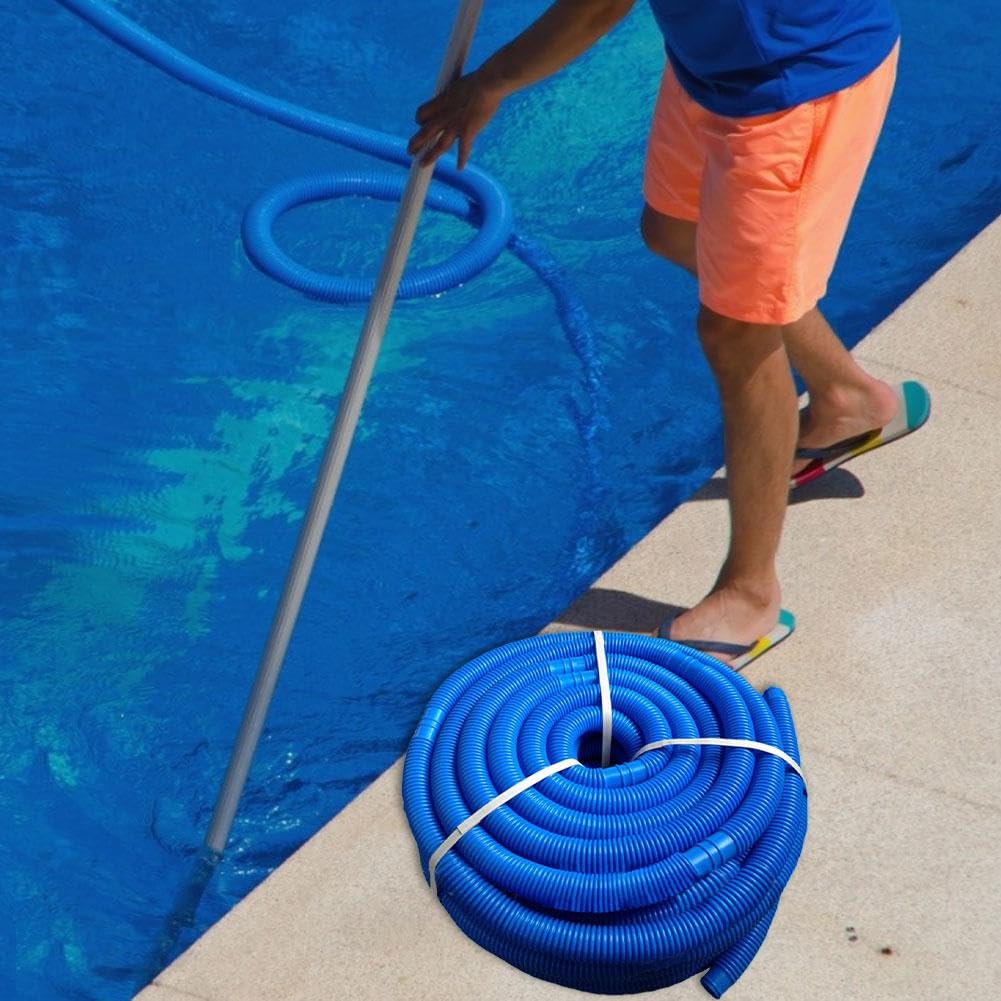 Tuyau de Piscine Flexible, Diamètre 32 Mm, Longueur 5 Mètres, Résistant aux, Tuyau d'eau pour Pompe à Eau au Chlore, Idéal pour L'entretien de la Piscine (Bleu)