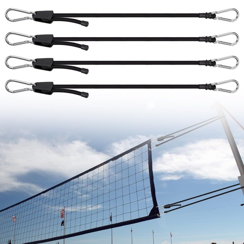 Sangles de tension réglables pour filet de volley-ball avec mousqueton pour tennis, badminton, filet d'arrimage de filet de 100 cm, cordon en caoutchouc et nylon portable pour équipement de