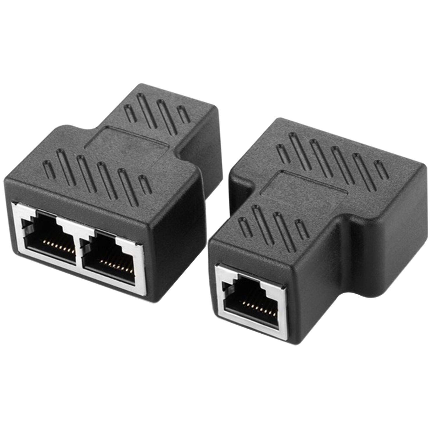Mak World® RJ45 1x2 Adapter 1-Port Female to 2-Port Female Socket Y Adapter Extender Plug LAN Network Connector for CAT5, CAT5E, CAT6, CAT7 - Black (2 Pcs Pack)-image-24