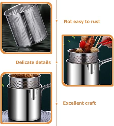 Miniatura 5 de UPKOCH Cesta para freír 1 juego de olla de cocina, cesta para freír alimentos, olla de cocina de malla con cestas de alambre frito, sartén de leche
