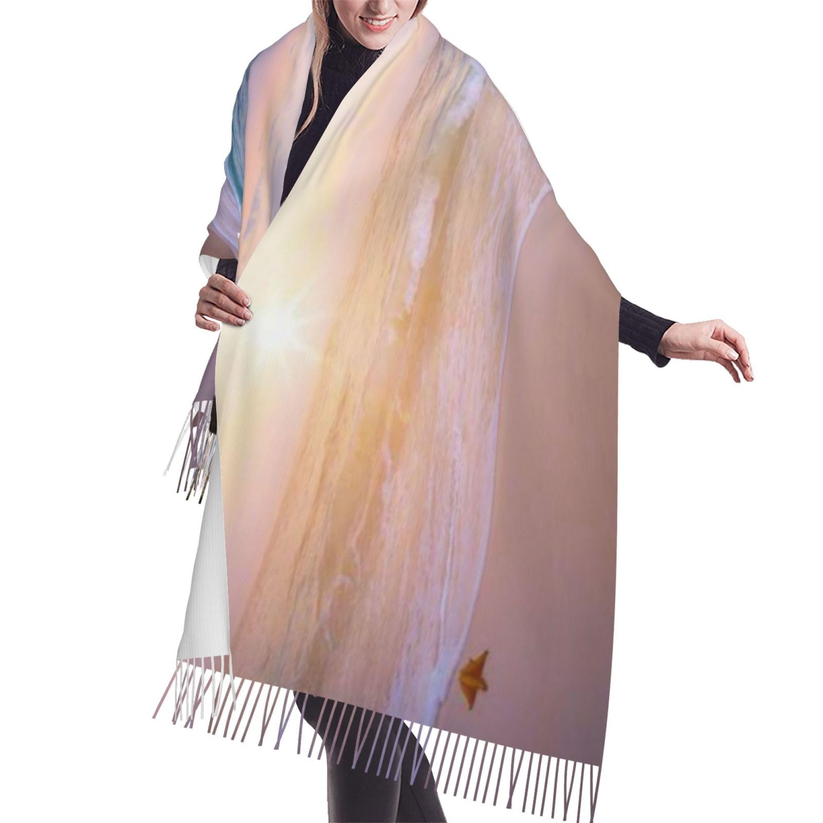 VGFJHNDF Green Tropical Plant Printed Soft Warm Tassel Scarf And Shawl Wrap 196x68 Cm- Women'S Scarves, Shawl Wraps, Winter Wrap, Neck Scarves