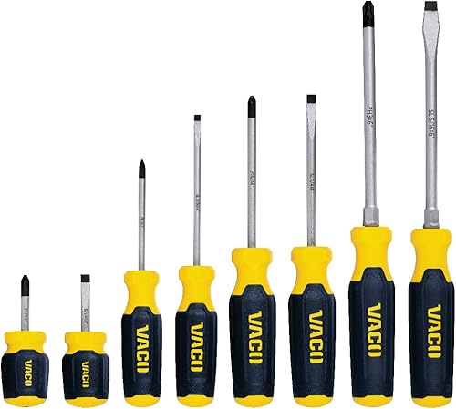 Miniatura 9 de VACO VAC7082 - Juego de destornilladores de 8 piezas, versátiles Phillips y destornilladores ranurados, cuchillas de precisión grabadas con láser y