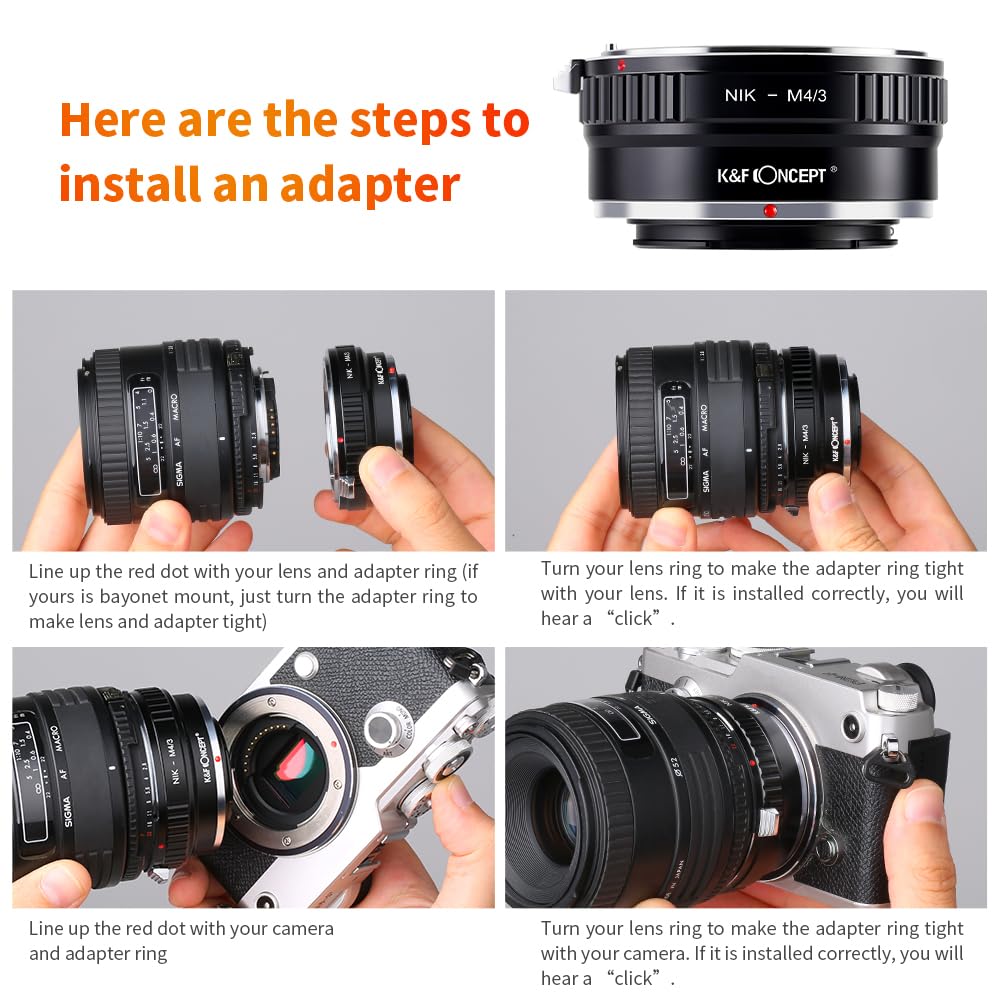 K&F CONCEPT Compatibile con Nikon AI Lente per Micro 4/3 Adattatore di obiettivo per Micro 4/3 M4/3 G1 GH1 GH2 GF1 Compatibile con Compatibile con Olympus Compatibile con Panasonic Camera
