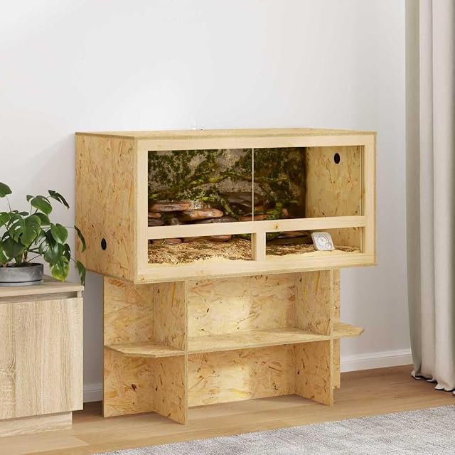 Foto 2 de 8 de vidaXL Base de Terrario Marrón 100 x 50 x 50 cm OSB