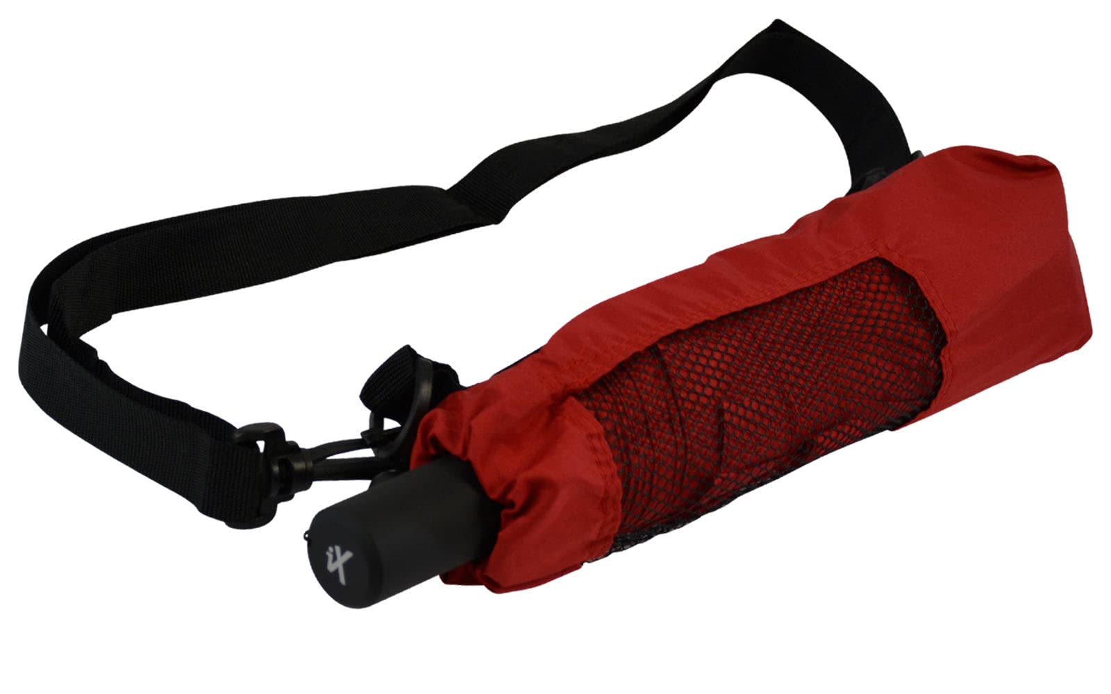 iX-brella Paraguas de trekking XXL con bandolera, rojo oscuro, 115 cm, Paraguas de bolsillo XXL