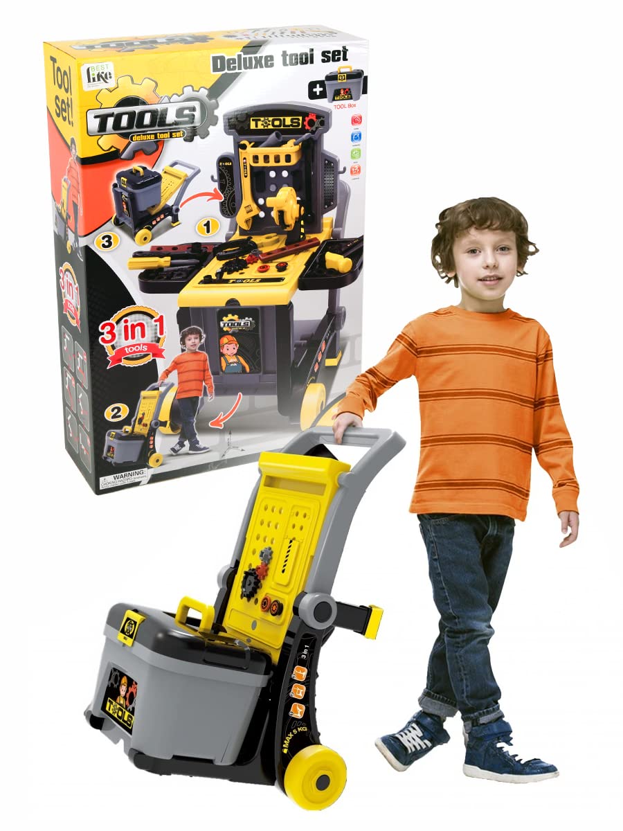 Tool Bench Workbench Play Set Tool Box - Indoor & Outdoor Learning Construction Garage Educational Toys - Pretend Play with Electric Drill (47 Pcs) - Birthday Gift for Toddlers 1-3, Boys, Kids