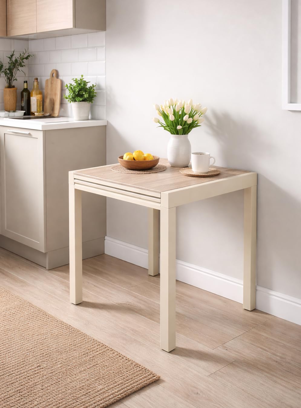 yelloo SANREMO Tavolo Bar Cucina Colore BEIGE 70x70 Allungabile 140 cm Tavolino Mod. SANREMO