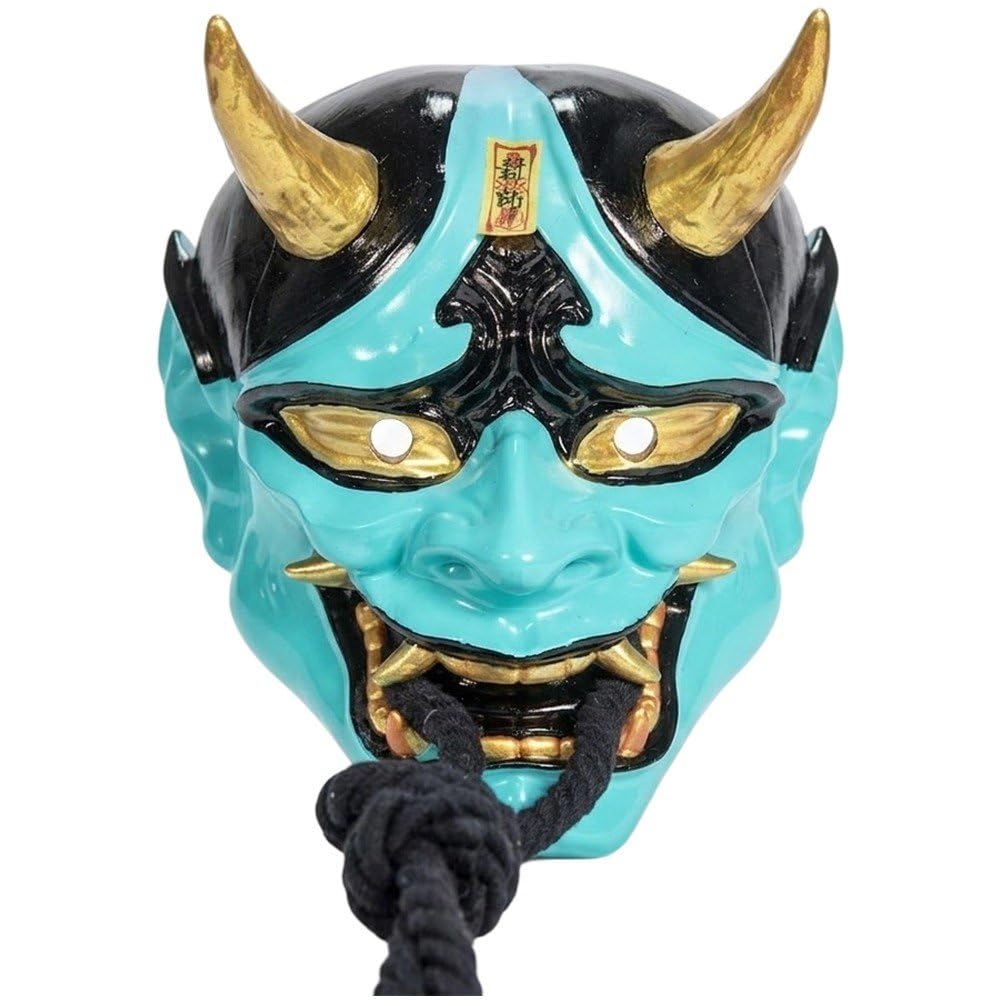 Sslvya Traditional Samurai Oni Mask Japanese Hannya Mask for Halloween Masquerade Ball Performance Cosplay Party Props