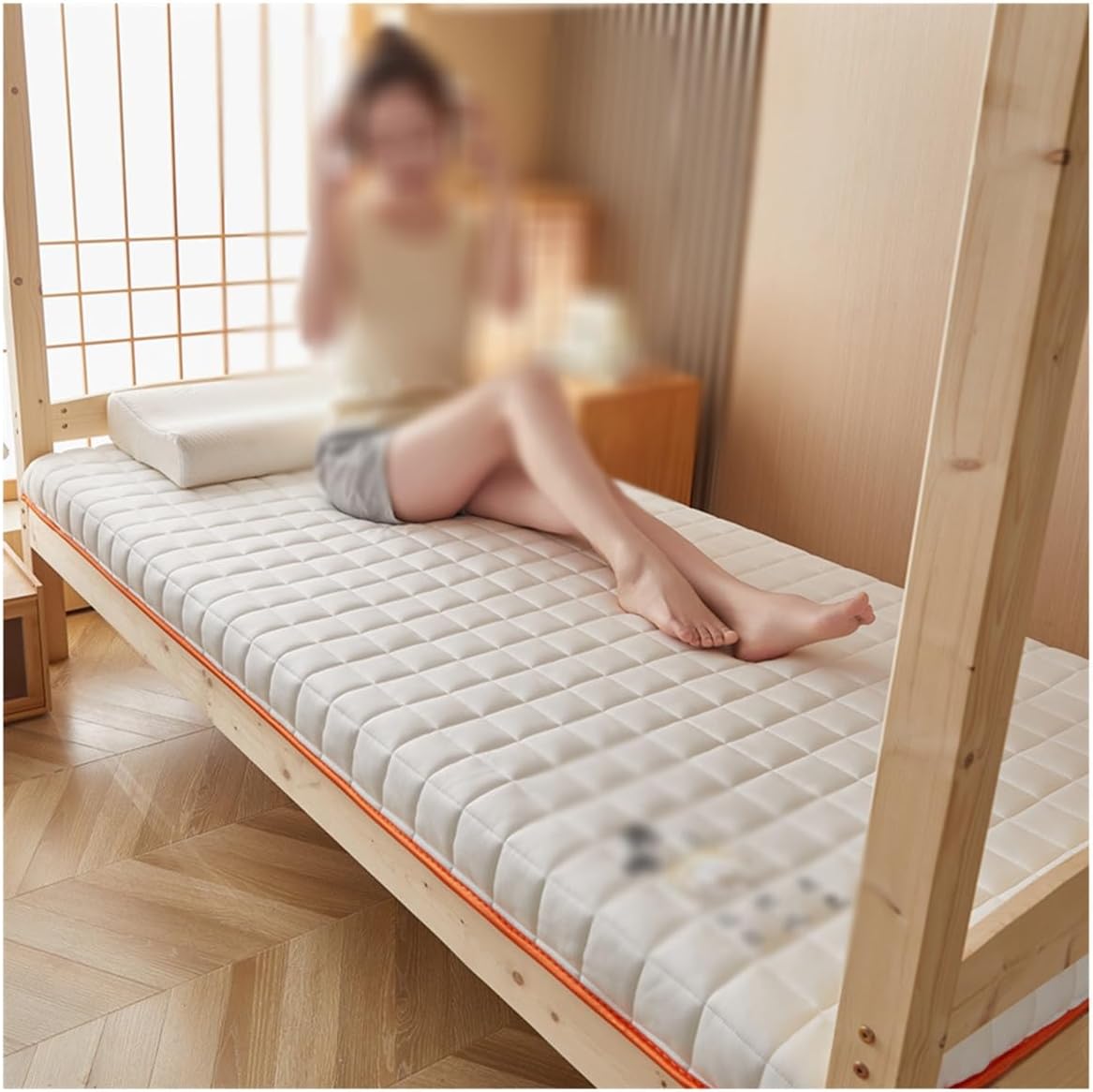 Foldable Japanese Futon Mattress Breathable Floor Tatami Mat Roll-up Sleeping Mattresses for Dormitory Indoor Outdoor(Gray,0.9 * 2.0m)