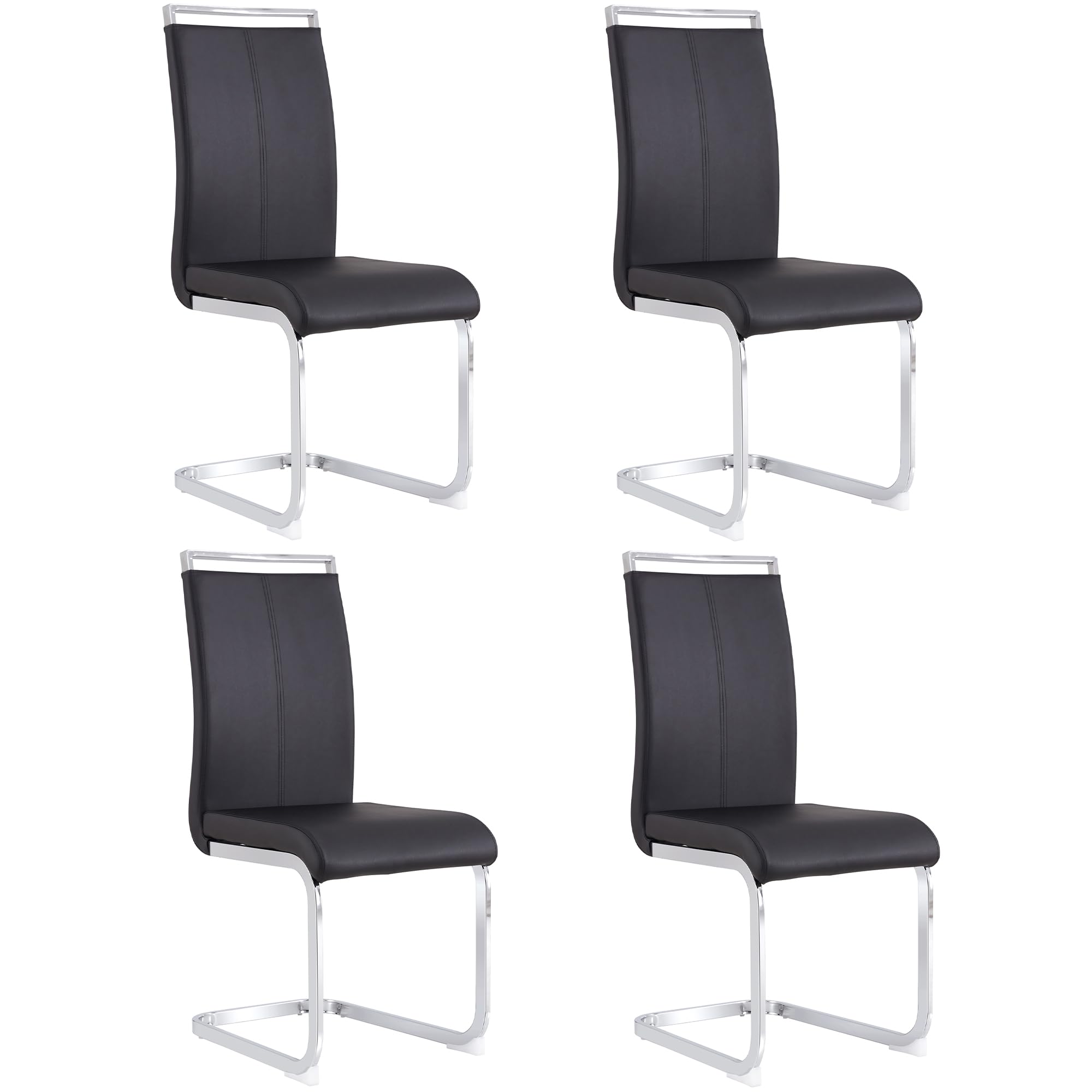 RanRan Balanceador con estructura de metal cromado, soporta hasta 120 kg, acolchado suave con funda de piel sintética (juego, 4 unidades), color negro