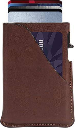 Tony Perotti Cartera delgada de cuero italiano con clip para dinero para hombre, cartera de acceso rápido RFID con ranuras para tarjetas de crédito,