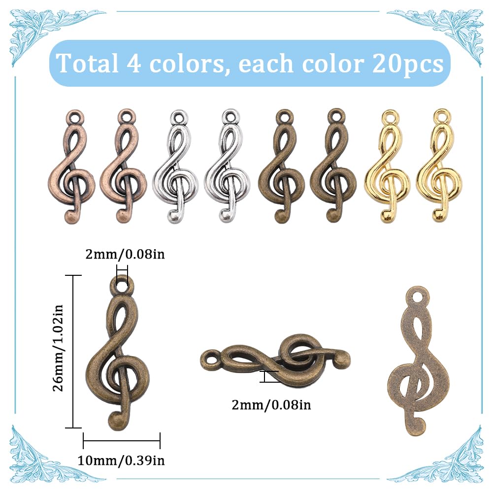 36 Musik-Anhänger Für Schmuck – Noten, Klavier, Gitarre, Mit Strass & Metallöse