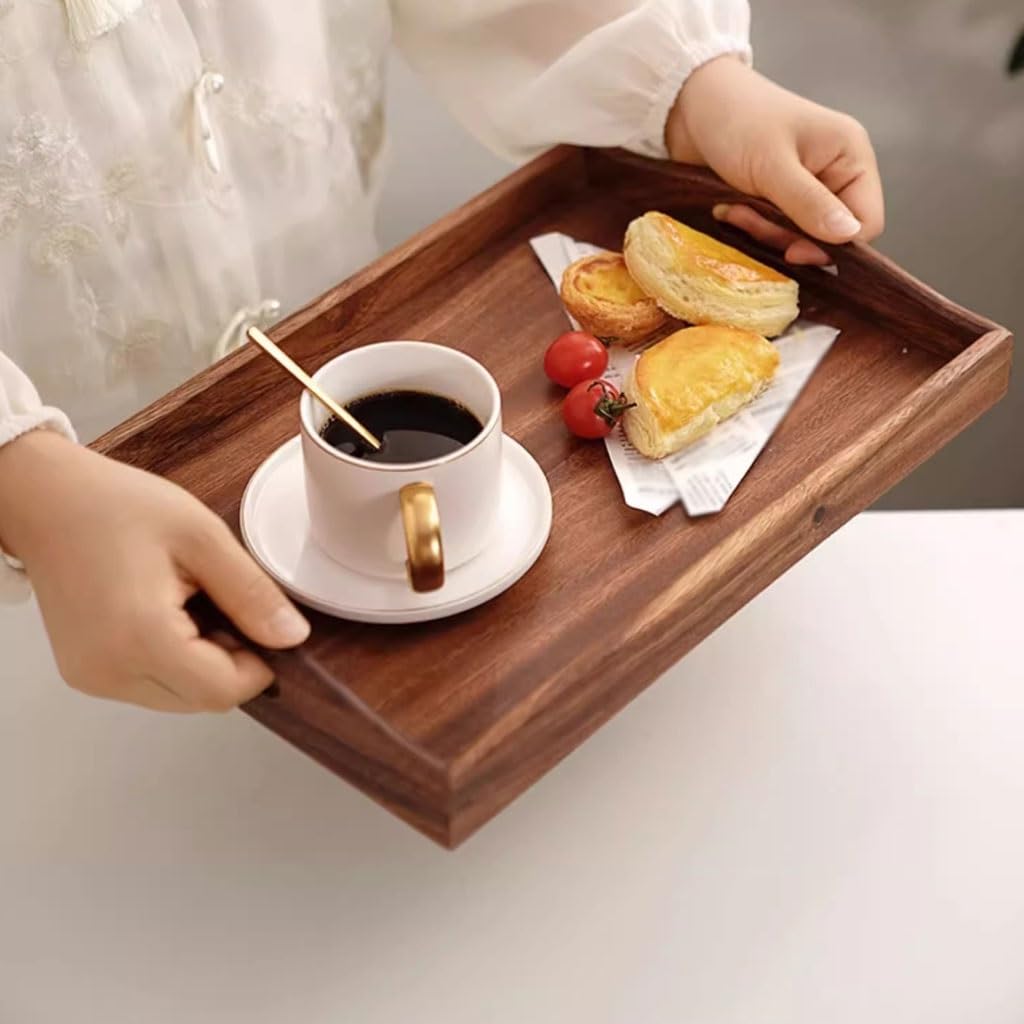 Bandejas Servir Comida Bandeja De Servicio Madera Maciza For Restaurante, Té Rectangular For El Hogar, Café For La Sala Estar Mesa Cama