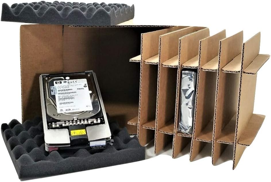 Tek Source Solutions3.5" Hard Disk Drive with Trays Caddys 5 Count Slotted Shipping & Storage Box Container Kit - Protective Travel & Transport Case - Foam Shock HDD Protection Shell (10 Pack)