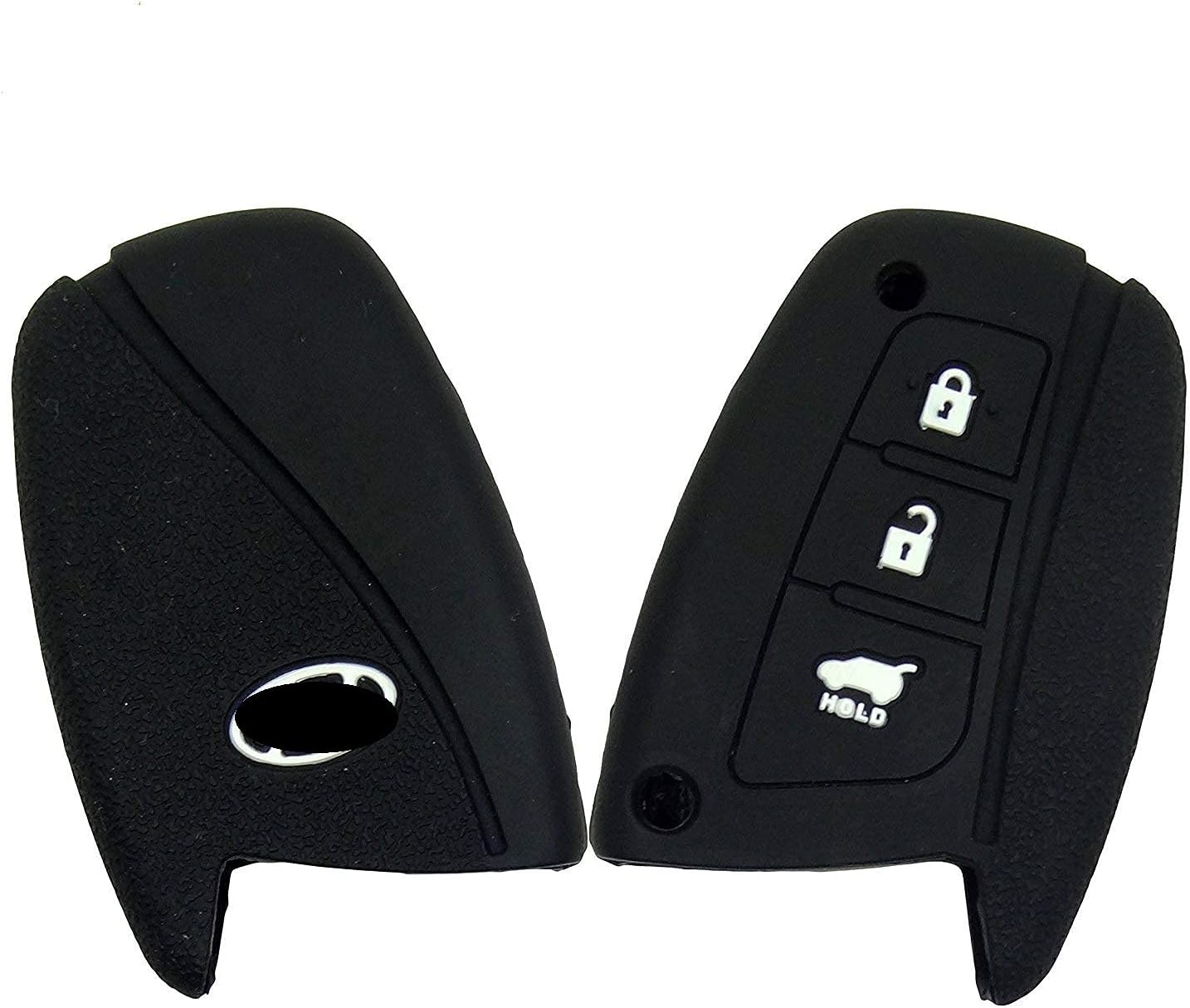 Cloudsale Silicone Key Cover 3 Button Remote Smart Key Shell Compatible with Hyundai Santa fe/Elantra/Sonata/Tucson Push Button Start - Black (Pack of 1)