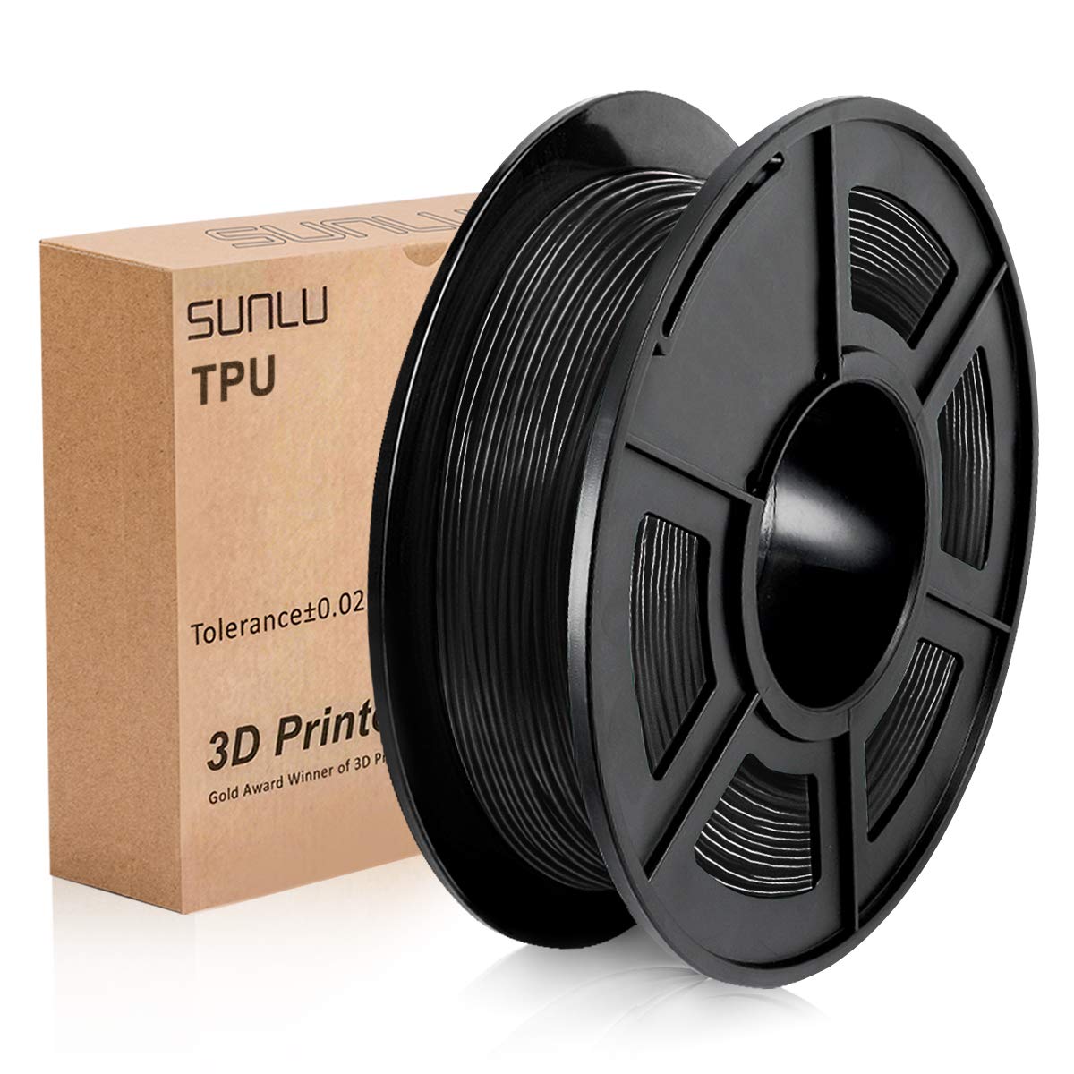 SUNLU Flexible TPU 3D Printers Filament 1.75mm, Black TPU Filament 1.75