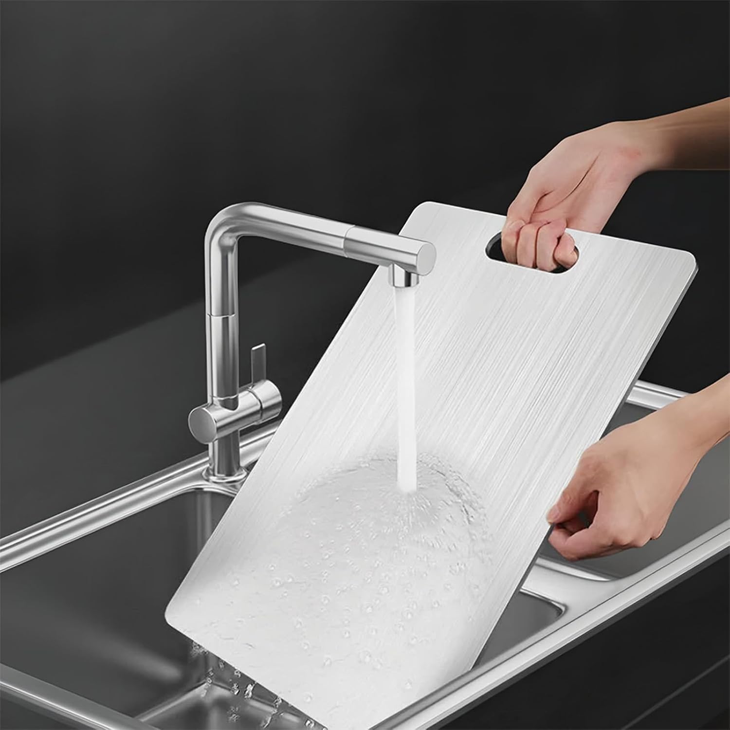Pure Titanium Cutting Board Lightweight, Durable, Easy Clean Kitchen Chopping Board for Meat, Vegetables & Meal Prep 1.5mm Thick