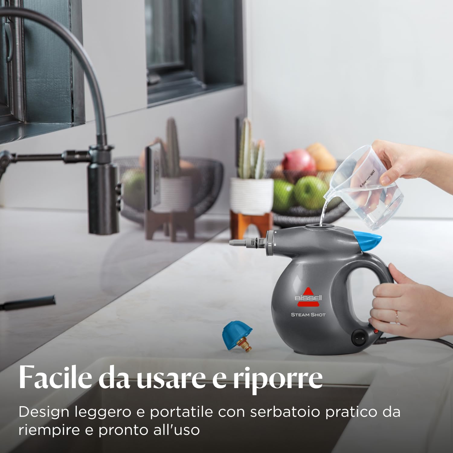 BISSELL Steam Shot Pulitore a Vapore Portatile 4267N | Multiuso con 10 accessori, per ripiani, piastrelle, fughe, cucina, bagno, finestre