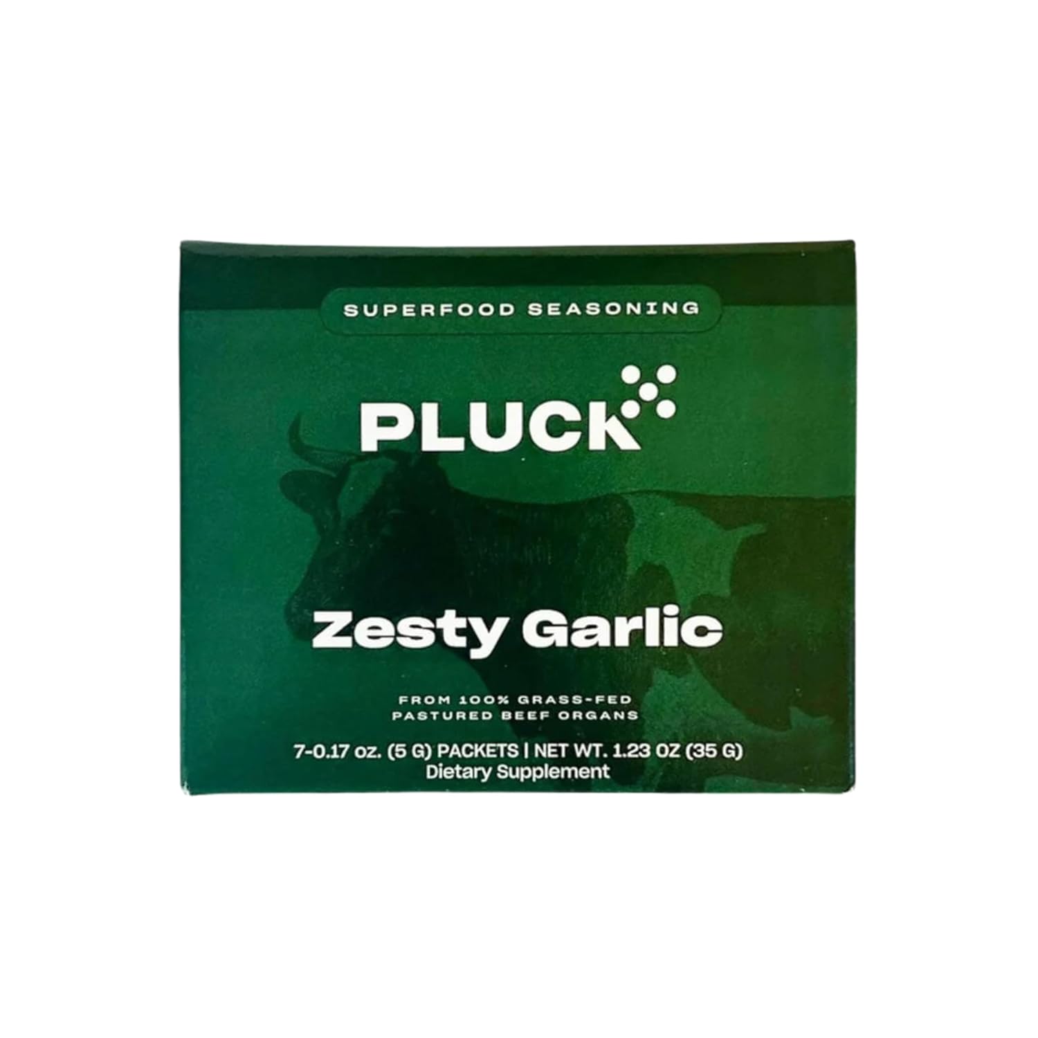Pluck Zesty Garlic Organ Meat Blend Seasoning Travel Pack | From Grass-Fed & Grass-Finished Pastured Beef Organs with Redmond Real Sea Salt | As Seen on ABC’s Shark Tank | 7 Packets, 14 Servings
