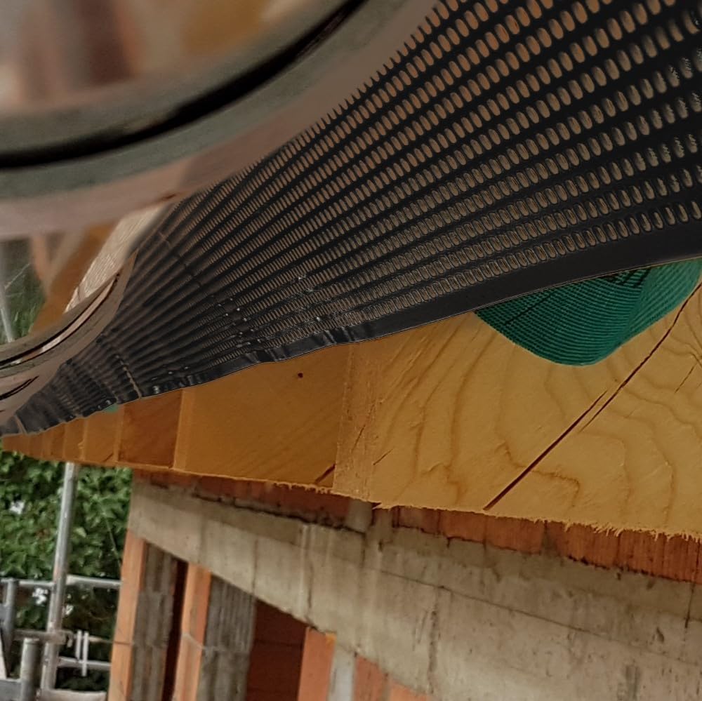 PVC-Traufenlüftungsgitter, 60 Meter Profi-Rolle, Vogelschutz und Dachraumbelüftung (50 mm braun)